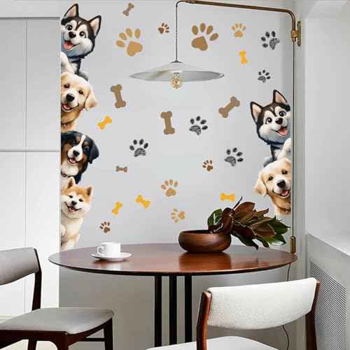 MLM Dog Wall Decor Paw Print Stickers Decal Dog Door Room Pup Art Wall Decor for Kids Baby Nursery Decoration Bedroom Classroom Decor Art DIY