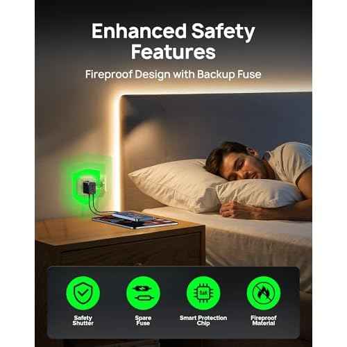 Tiny Universal Travel Adapter, 30W GaN Fast Charging International Power Adapter with 4 Ports (1 AC, 1 USB-A, and 2 USB-C), Plug Adapter with Smart Chip for Over 200 Countries, PD&QC Charger