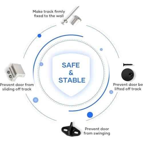EaseLife 6.7 FT Brushed Nickel Sliding Barn Door Hardware Track Kit,Basic J Pulley,Heavy Duty,Slide Smoothly Quietly,Easy Install (6.7FT Track Kit for 36"~40" Wide Single Door)