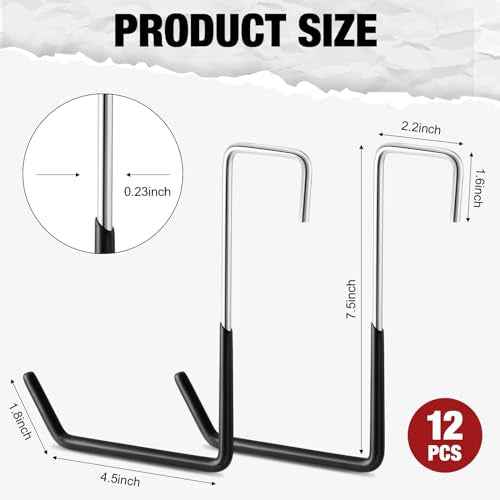 Zonon 24 Pcs Rafter Hanger Hooks Large S Hooks Heavy Duty Vinyl Coated Hooks for Garage Bike Non Slip Coating Ladder Hanger Storage Organizer for Sports Equipment Bulk Items (Black)