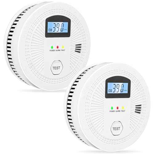 2 Pack 2 in 1 Carbon Monoxide Smoke Detector, Battery Operated (Include) Fire CO Alarm with Test Button Home Smoke Alarm