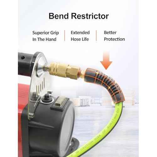 SAFELIFE Air Hose 1/4 in. x 50 ft Air Compressor Hose, Heavy Duty, Lightweight, Hybrid, with 1/4" Industrial Brass Quick Coupler and Plug