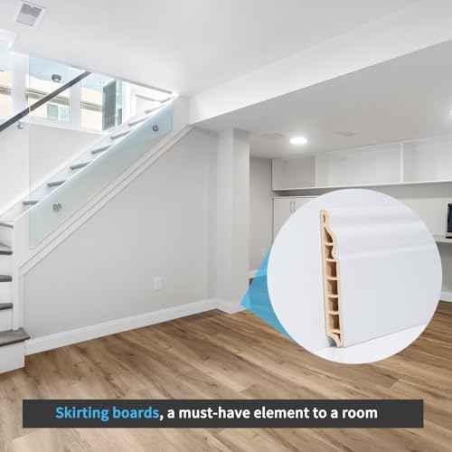 Art3d Wall Baseboard Molding Trim 8-Pack of 56 x 3.2 in., High Impact Polystyrene Skirting Board - Installed with Glue - White