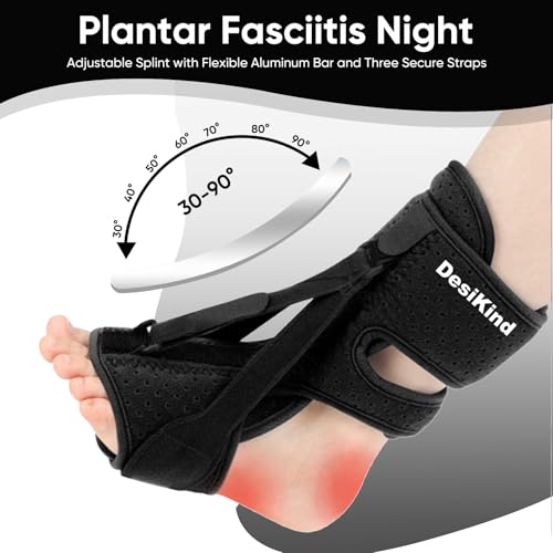 Plantar Fasciitis Night Splint, 3 Adjustable Straps for Plantar Fasciitis, Foot Drop & Heel Pain Relief, Comfortable Night Splint Support for Day & Night Use