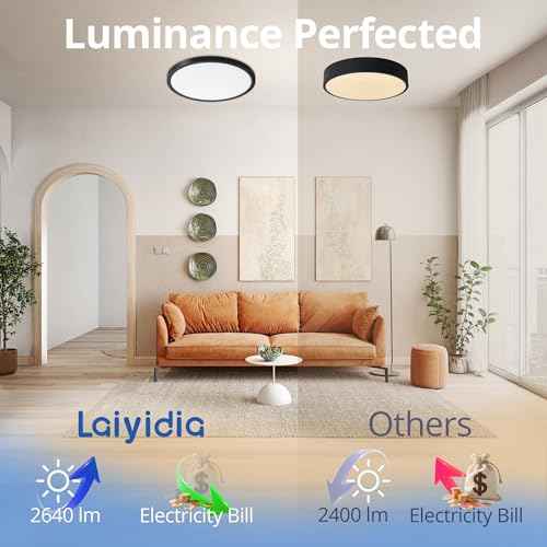6 Pack 2640LM Dimmable LED Flush Mount Ceiling Light Fixtures, 5CCT (2700K-6500K) Selectable, 12 Inch 24W Slim Modern Ceiling Light for Bedroom Hallway Apartment Rental Units