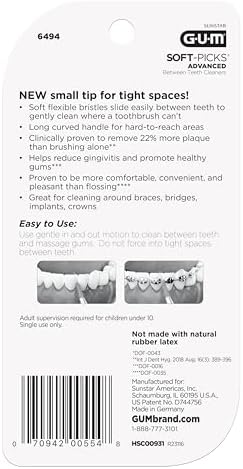 GUM Soft-Picks Advanced Tight – Easy-to-Use Interdental Picks for Plaque Removal & Gum Health with Convenient Carry Case, Dentist Recommended, 60 Count (Pack of 3) 180 Total