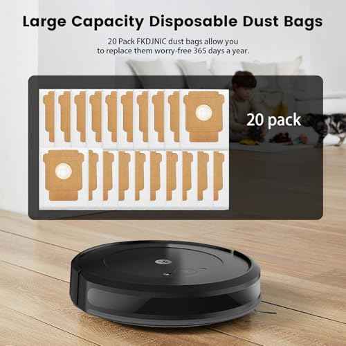 105 Combo Replacement Dust Bags for iRobot Roomba 105 Vac, 104, Plus 405 (G181)(G185) Plus 504 Vac, Plus 505 Combo, Max 705 Vac Combo Robot Vacuum Bags for Roomba, Disposable Dust Bags 20Pack