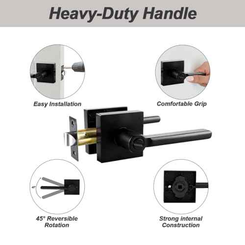 KAMOTA Privacy Door Levers, 4 Pack Matte Black Door Handles, Interior Keyless Door Lock, Left and Right Hand Reversible Doorknob, for Bed and Bathroom