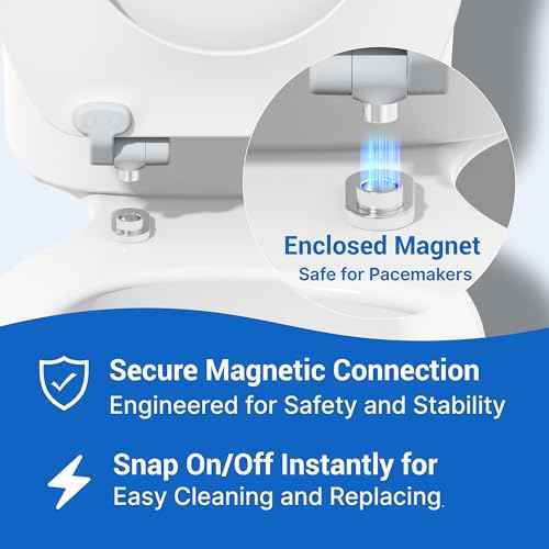 Pro Wood Toilet Seat Elongated, White, Magnetic Quick-Release Easy-Clean and Change, HushMotion Slow Close, StainShield High-Gloss Finish, Arch-Tite Never Loosens, Adjustable Fit, Secure Grip