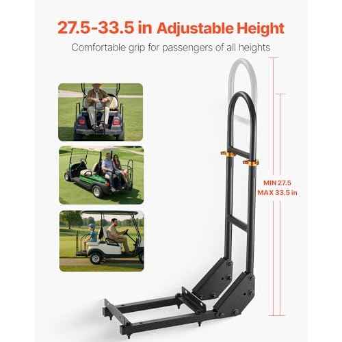 VEVOR Golf Cart Rear Seat Grab Bar, Compatible with Yamaha Club Car EZGO, Most Golf Carts with Metal Footplates, No Modification Needed, 27.5 to 33.5 Inch Height Adjustable