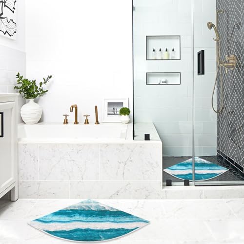 Corner Shower Mat Non Slip: Mofonky 27.5 x 27.5 Inch Large Triangular Shower Mats for Inside Shower - Colorful Soft Loofah Shower Floor Mat Anti Slip