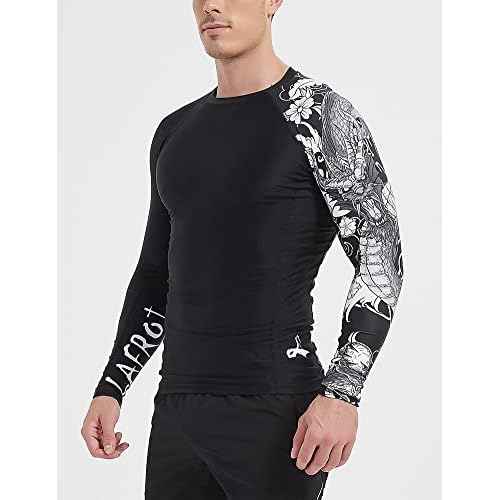 LAFROI Men's Long Sleeve UPF 50+ Baselayer Skins Performance Fit Compression Rash Guard-CLYYB