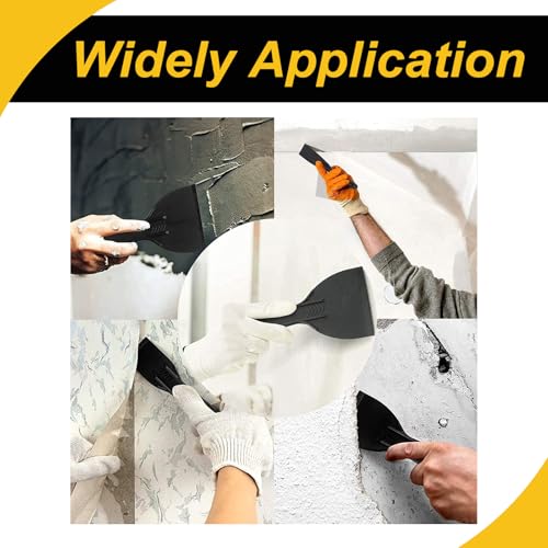 4 Pcs Putty Scraper 4" ABS Plastic Spatula Drywall Patch Repair Spreader Wall Covering Smoother Black