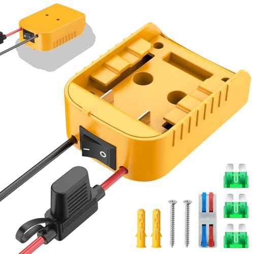 for Power Wheel Adapter Compatible with Dewalt 20V Battery, Converter Kit with Built-in Switch on Adapter, Fuse Holder, Wire Terminal, 12AWG Wire for DIY RC Car Toys (1 Pack)