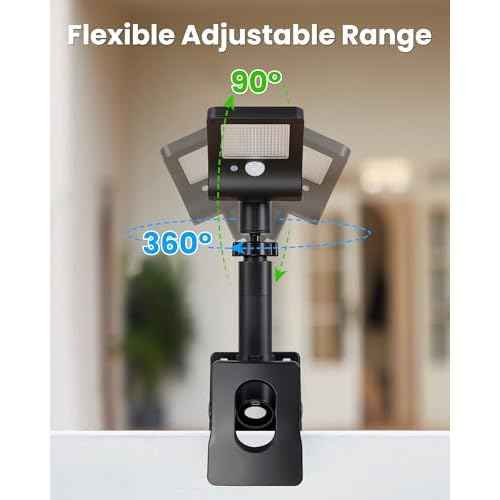 1-Second Install Solar Fence Lights, 360¡Æ Adjustable Clip on Solar Lights for Fence, 60 LEDs 600LM Motion Sensor Security Light for Fence, Yard, Deck, Camping(4 Pack)