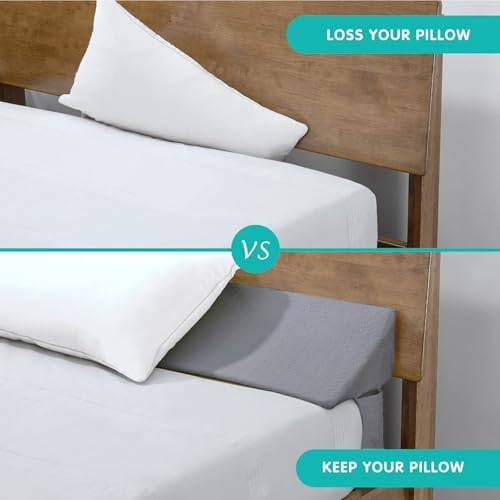 SLIGUY Full Size Bed Wedge Pillow Headboard Pillow Mattress Wedge Bed Gap Filler Fill The Gap (0-7") Between Your Headboard and Mattress for Sleeping Backrest Pillow（Grey 54"x10"x6"