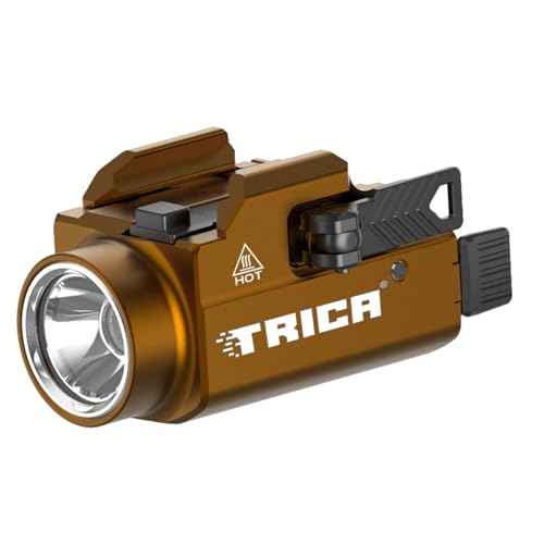 800 Lumens Compact Pistol Light, USB Rechargeable Rail-Mounted Tactical WeaponLight with Adjustable Rail, Quick Release Mini Handgun Flashlight Compatiable for 1913,GL Rail (Desert Tan)
