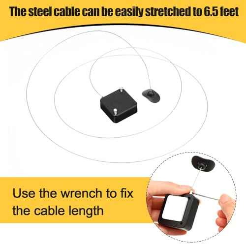 Mimorou 9 Pcs 6.5 ft Retractable Security Cable Lock with Double Sided Adhesive and Screws TV Remote Control Tether Cord Leash Anti Lost Rope Security Lanyard Lock for TV Tablets Showroom