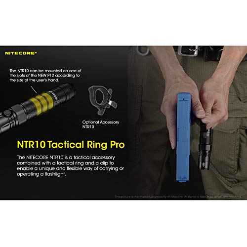Nitecore NTR10 Tactical Clip-on Ring for Nitcore CI7, New P12, New P12R, P22R and i4000R, Black
