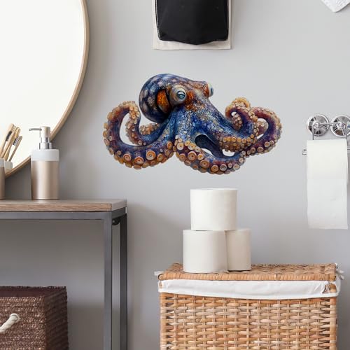 Octopus Wall Decals Removable Sea Animal Vinyl Stickers for Nursery Living Room and Kids Playroom Realistic Style Decor Peel and Stick Wall Art