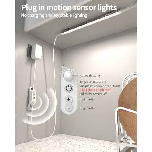 ASOKO Motion Sensor Dimmable Led Under Cabinet Lighting Plug in - 6 Pcs 12 inches Linkable Led Counter Light Bars, Led Closet Light Daylight White 4500K