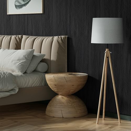 Safiyya Peel and Stick Wallpaper Black Contact Paper for Walls Bathroom Modern Wall Paper Self Adhesive Textured Removable Wallpaper for Bedroom Wood Look Vinyl Rolls 78.7"¡¿15.7"