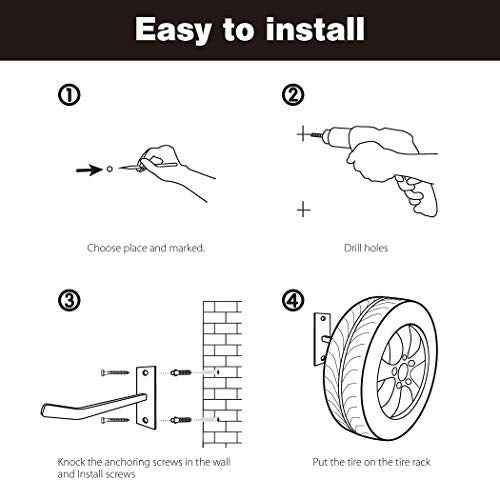 CARTMAN Heavy Duty Steel Garage Wall Mount Tire Wheel Storage Rack, Pack of 4