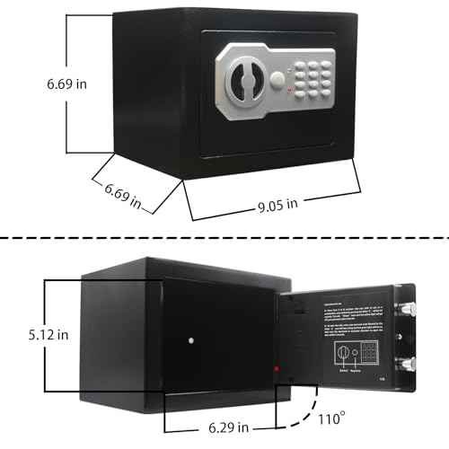 Yuanshikj Key Electronic Keypad Security Safe Lock Box Steel Digital Deposit for Home Office Hotel Business Cash Jewelry Storage (BLACK, 0.2 CF)