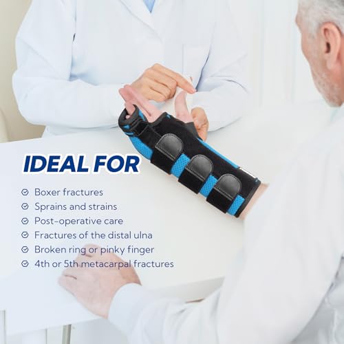Boxer Fracture Splint, Ulnar Gutter Splint Right Hand, the 4th and 5th Metacarpal Finger Splint Hand Brace, Boxer Orthosis Hand & Wrist Brace for Women & Men, Right, L