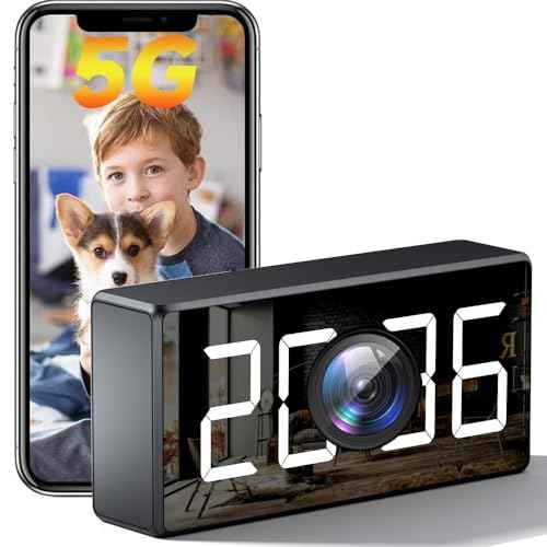 4K WiFi Camera Clock 5G Indoor Security Nanny Cam for Baby Monitor, Dog Camera with Motion Detection, Night Vision