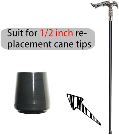 Walking Cane for Men & Women & Seniors - 36.5 Inch Heavy Duty 500+ lbs Capacity, Ergonomic Handle, Ornate & Decorative, Elegant Matte Black & Silver Metal Cane with Goth & Gothic Aesthetic