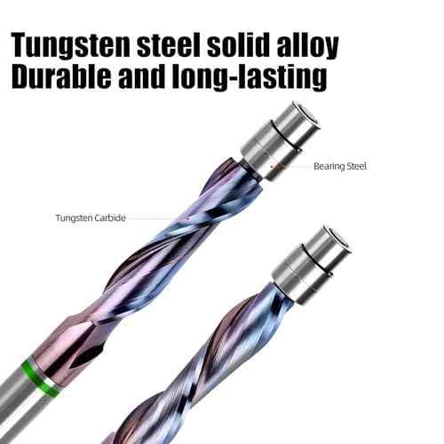Compression-Cut Spiral Flush Trim Router Bit for Wood 1/4" Shank Solid Carbide CNC Woodworking Tool Precision Cutting, Edge Trimming, Flush Cut, Router Bit Set