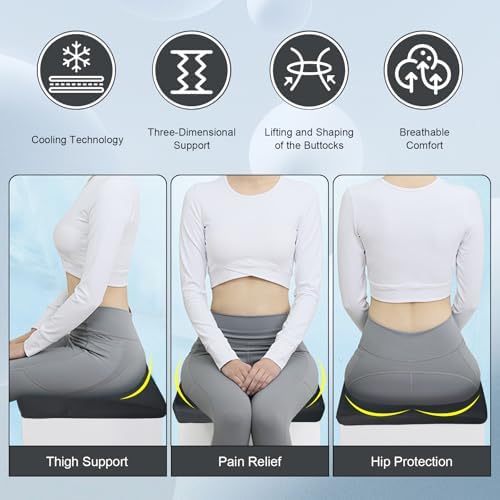 Bed Sore Cushions for Butt, Breathe Freely Fiber Bedsore Pressure Relief Pillow, T Shaped Opening Triangular Slope Design, Anti Decubitus Cushion for Elderly, Bedridden, Disabled (with Black Cover)