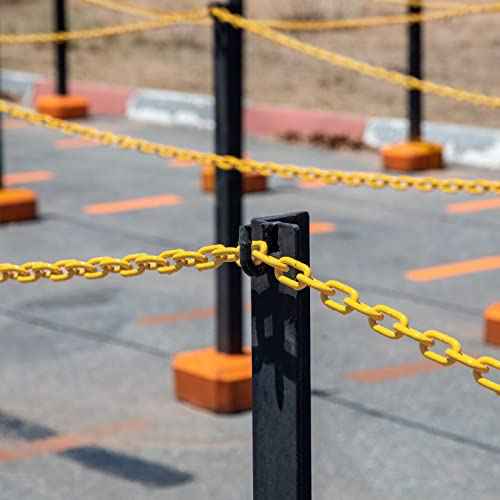 Stockroom Plus Yellow Plastic Chain Links - 1.5-Inch x 100-Foot - Plastic Safety Chain for Parking Lot Barrier & Driveways