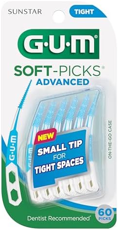 GUM Soft-Picks Advanced Tight – Easy-to-Use Interdental Picks for Plaque Removal & Gum Health with Convenient Carry Case, Dentist Recommended, 60 Count (Pack of 3) 180 Total