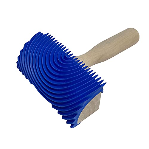 Hanroy Wood Graining Painting Tool, Rubber Empaistic Wood Grain Tool with Wooden Handle Household Wall Art Paint(MS19A)