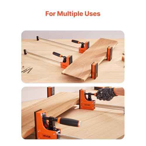 VEVOR Bar Clamps for Woodworking, 2-Pack 30 inch Parallel Clamp Set, F-Clamp with 1500 lbs Load Limit, Even Pressure, High-strength Plastic and Carbon Steel, for Woodworking Metal Working, Orange