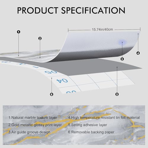 White Gold Marble Contact Paper for Countertops 15.7" X 78"Glossy Peel and Stick Wallpaper Waterproof Self-Adhesive Removable Wall Paper for Kitchen Cabinets Bathroom Furniture Refurbishment