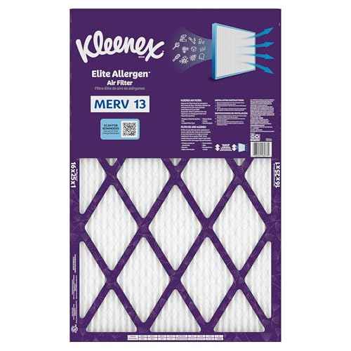 Kleenex Elite Allergen Air Filter 16x25x1 Inches - 13 MERV RATING (2-Pack)