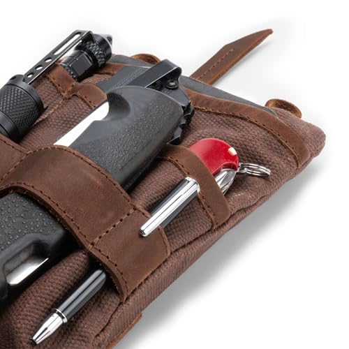 Hide & Drink, Multi-Tool Pocket Pouch XL, Compact Multipurpose EDC Zippered Bag, Mini Camping Tool Case, Knife Holster, Handmade Slim Organizer