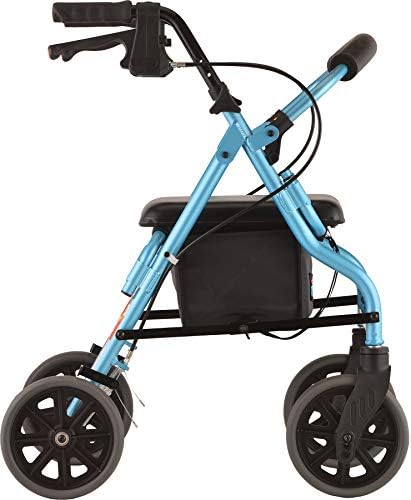 NOVA Medical Products Zoom Rollator Walker with 8" Seat Height, Sky Blue, Diamond Blue, 18 Inch, 1 Count