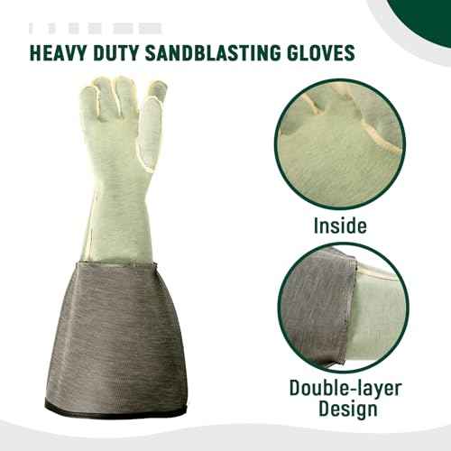 Sandblasting Gloves, 23.6" Rubber Sandblaster Gloves for Sandblast Cabinets