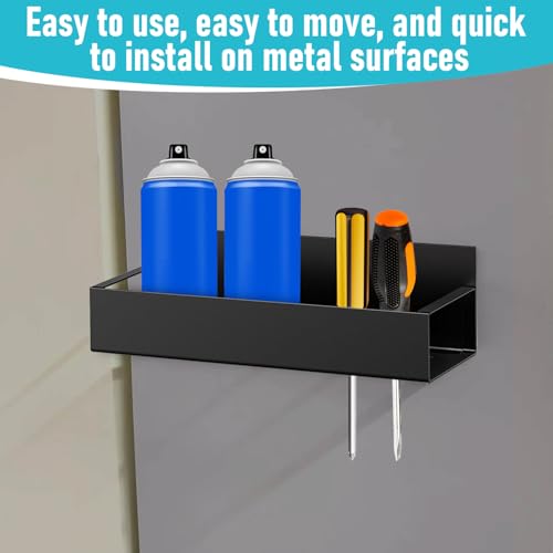4 Pcs Magnetic Spray Can Holder, Magnet Toolbox Holder, Wall Mounted Spray Bottle Rack, Mechanic Paint Can Organizer, Tool Box Storage Rack for Garage Home Workspace (Black)