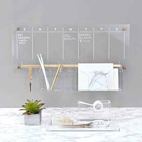 russell+hazel Acrylic Wall Pencil Bloc, Clear with Gold-Tone Hardware, 4.175¡± x 3.5¡± x 5.125¡±