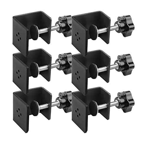 6 Pack Heavy Duty C Clamp & Desk Clamp | Wide Jaw Metal Woodworking Clamps, Adjustable Shelf Clamps for Desk Extension/Panel Work (Sturdy Multi-Purpose Clamping Tool)