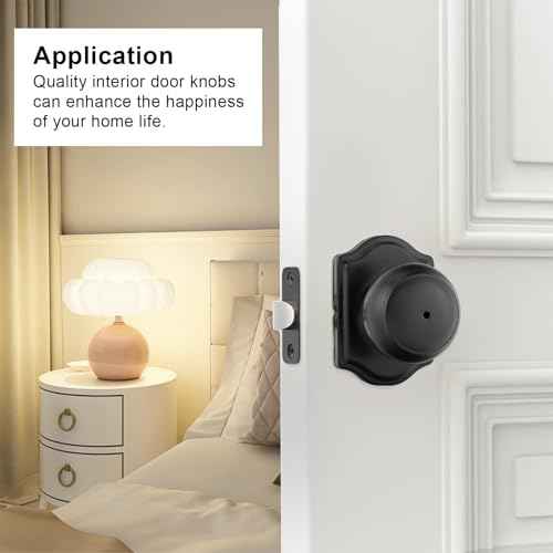 goldenwarm Matte Black Door Knobs Interior, Privacy Door Knob for Bedroom & Bathroom, Black Interior Door Knobs 6 Pack