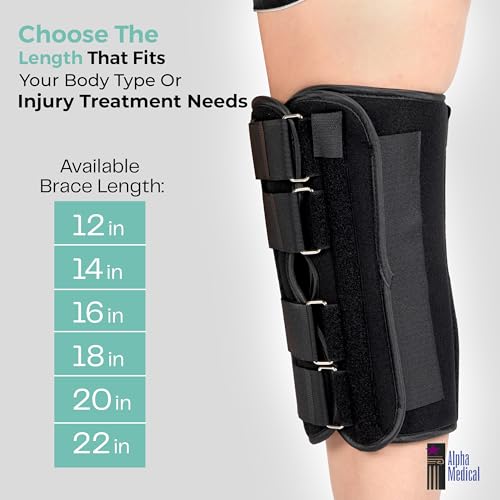 22” Long Adjustable Three Panel Orthopedic Knee Immobilizer – Supportive & Adjustable Side Panels – Knee Brace Stabilizer – Knee Immobilization L1830