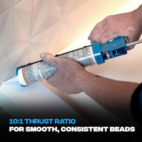 OX 10 oz Half Barrel Drip Free Caulk Gun ? 10:1 Thrust Ratio Silicone Gun with Seal Punch and Spout Cutter ? OX-T046205