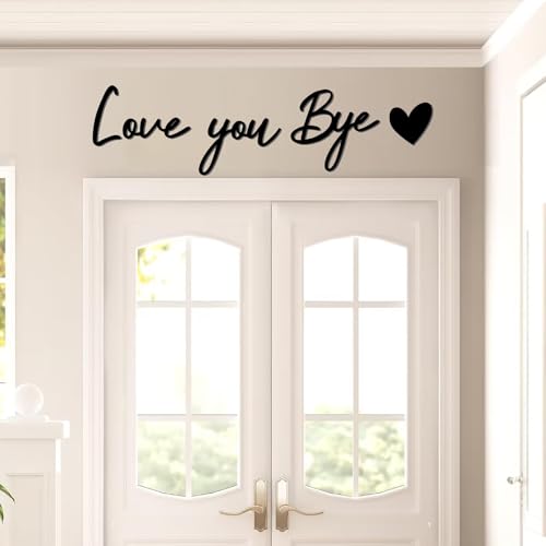 Love You Bye Sign Entryway Decor Wooden Above Door Decoration Decals Peel and Stick Home Family Wall Stickers Decor Entryway Wall Art Sign Black Love Wall Art for Farmhouse Kitchen Living Room Gift