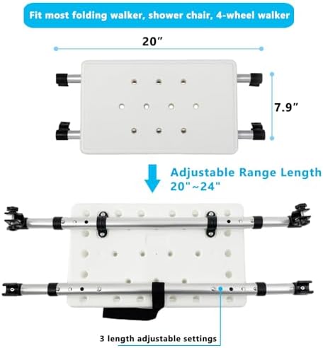 Walker Rest Seat for Attachable Seat Folding Walker, Maximum Weight Capacity of 250 Pounds, 20" L x 7.9" W (A)